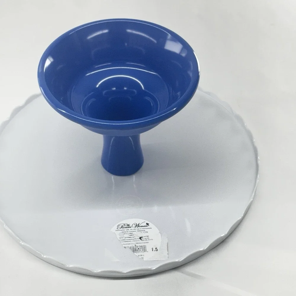 The Pioneer Woman Melamine Blue Floral Scalloped Cake Stand New With Tag